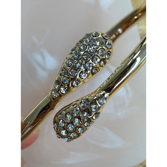 Monet Gold-Tone Hinged Bracelet With Rhinestone Embellishments & Secure Closure - Picture 9 of 13